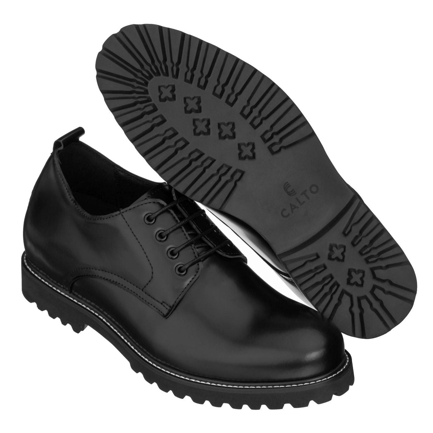 Taller Black Leather Elevator Work Shoes - 3 Inches - SARTORO59