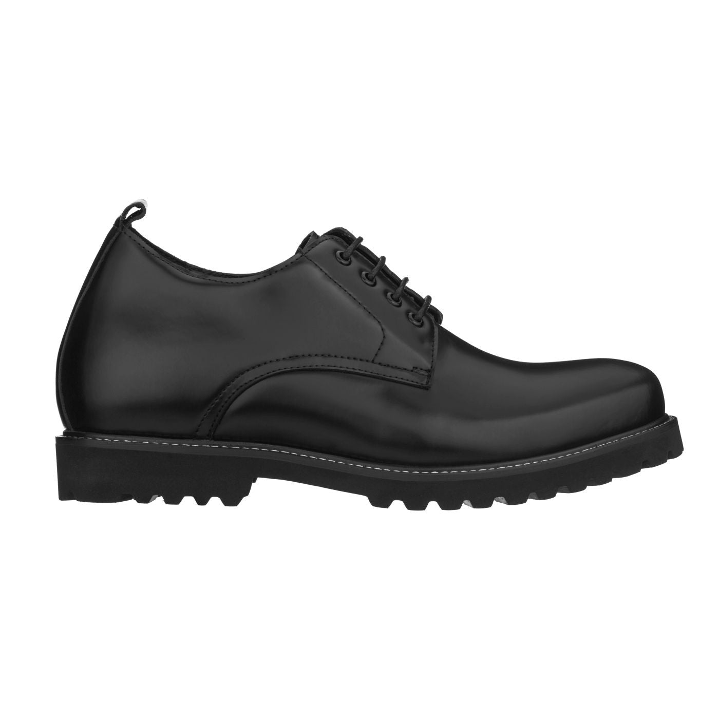 Taller Black Leather Elevator Work Shoes - 3 Inches - SARTORO828