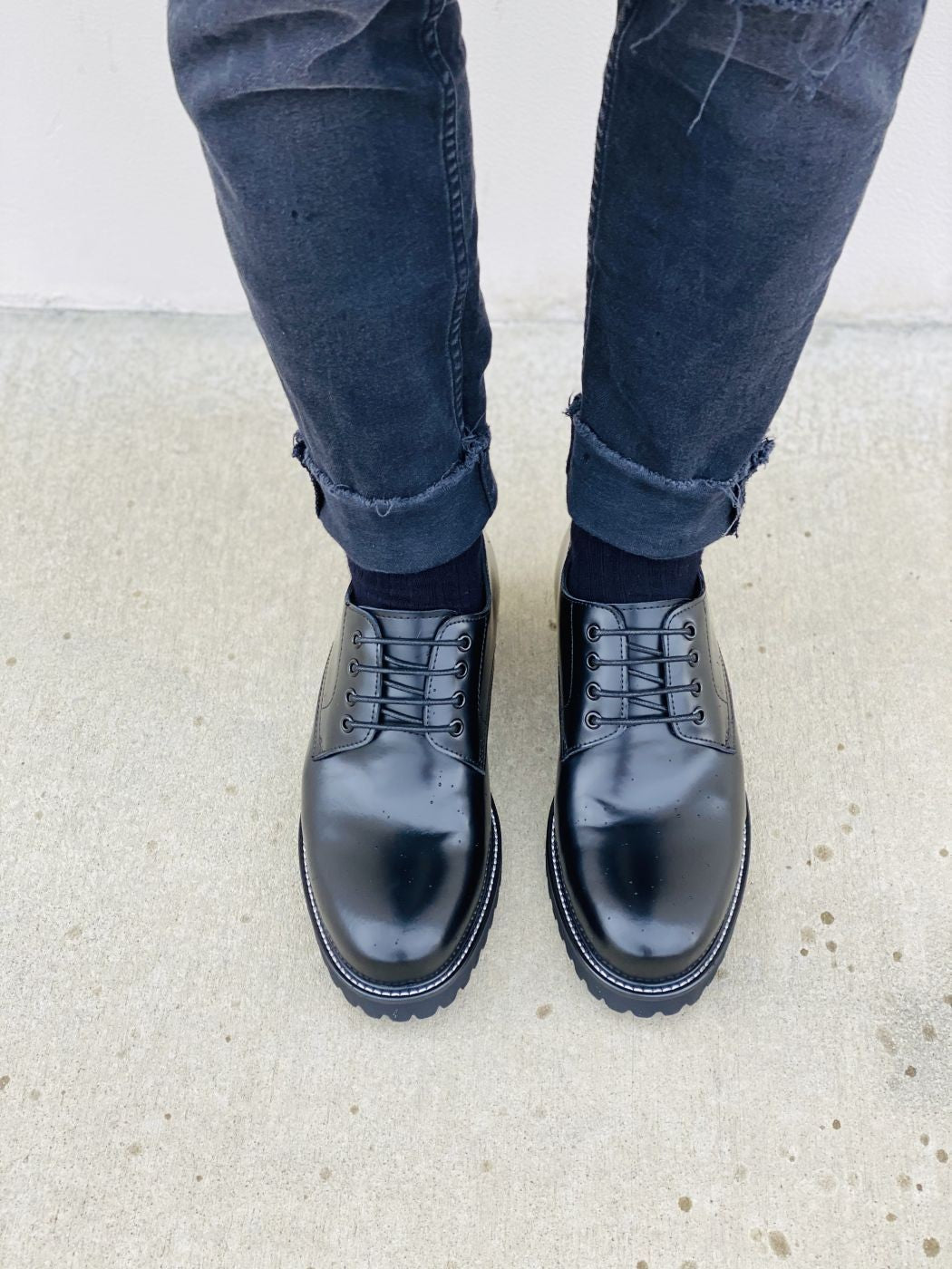 Taller Black Leather Elevator Work Shoes - 3 Inches - SARTORO131