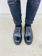 Taller Black Leather Elevator Work Shoes - 3 Inches - SARTORO358