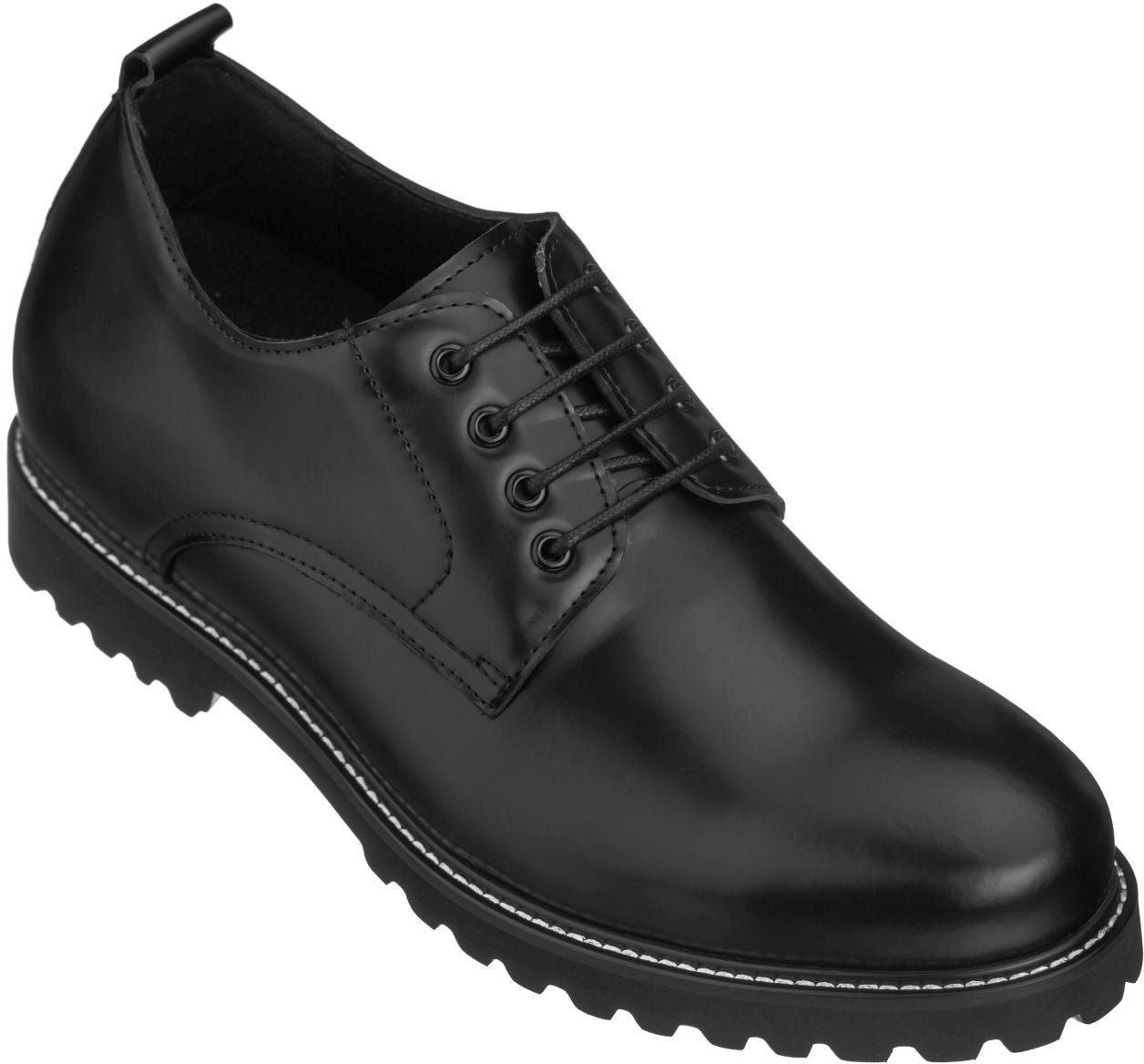 Taller Black Leather Elevator Work Shoes - 3 Inches - SARTORO692