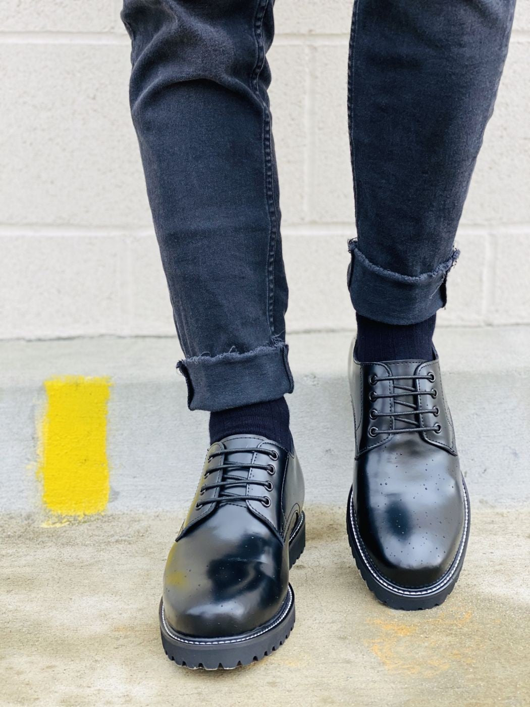 Taller Black Leather Elevator Work Shoes - 3 Inches105