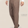 Tawny Brown Hopsack Pants - SARTORO