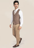 Tawny Brown Hopsack Vest - SARTORO