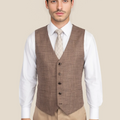 Tawny Brown Hopsack Vest - SARTORO