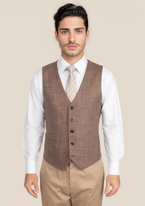 Tawny Brown Hopsack Vest