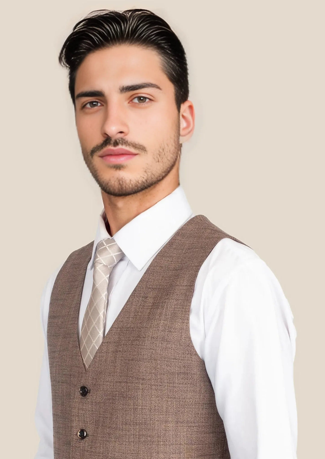 Tawny Brown Hopsack Vest - SARTORO