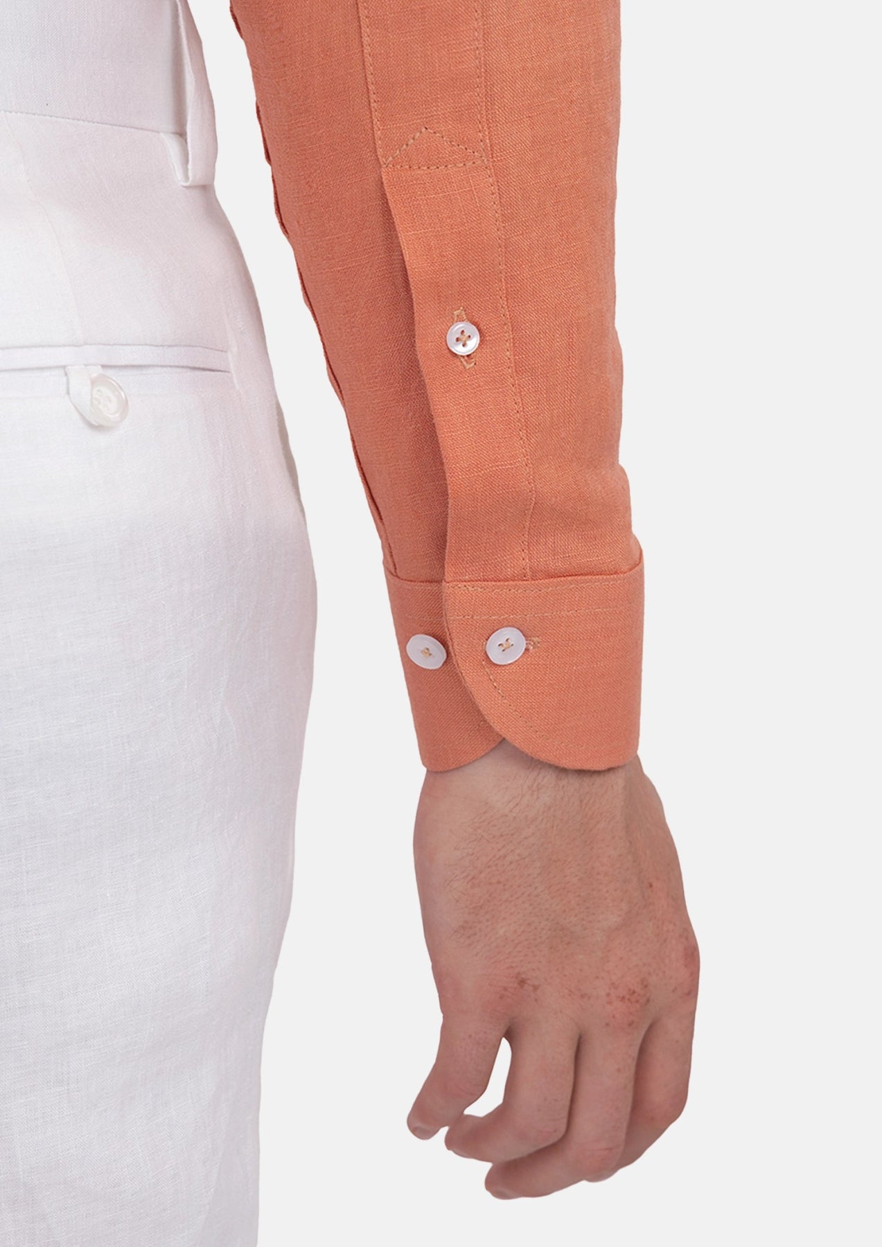 Terracotta Orange Linen Shirt - SARTORO