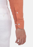 Terracotta Orange Linen Shirt - SARTORO967