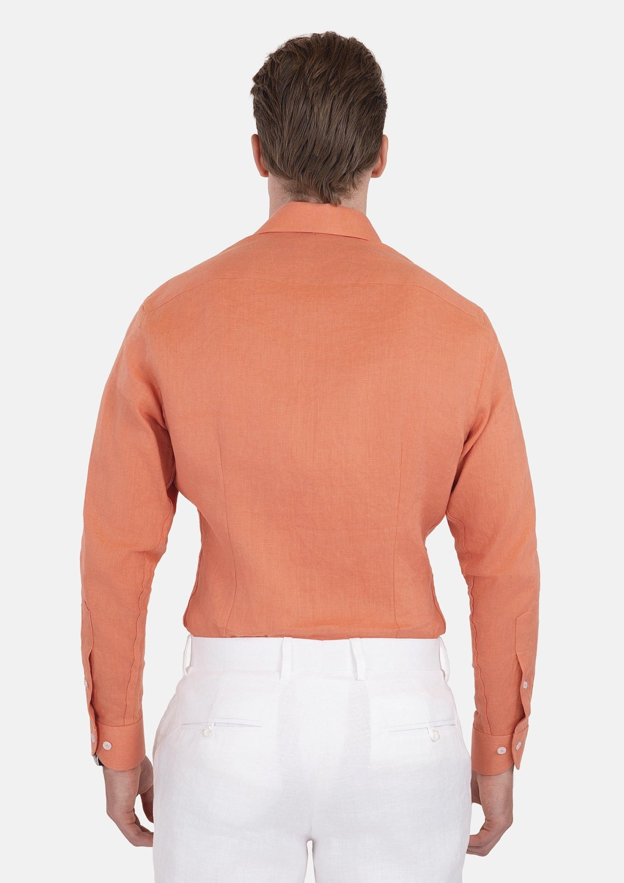 Terracotta Orange Linen Shirt - SARTORO