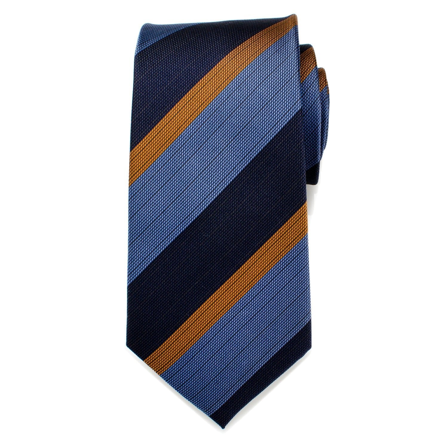 The Andrew Tie (Blue Orange Stripe Men's Tie) - SARTORO979