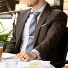 The Andrew Tie (Blue Orange Stripe Men's Tie) - SARTORO618