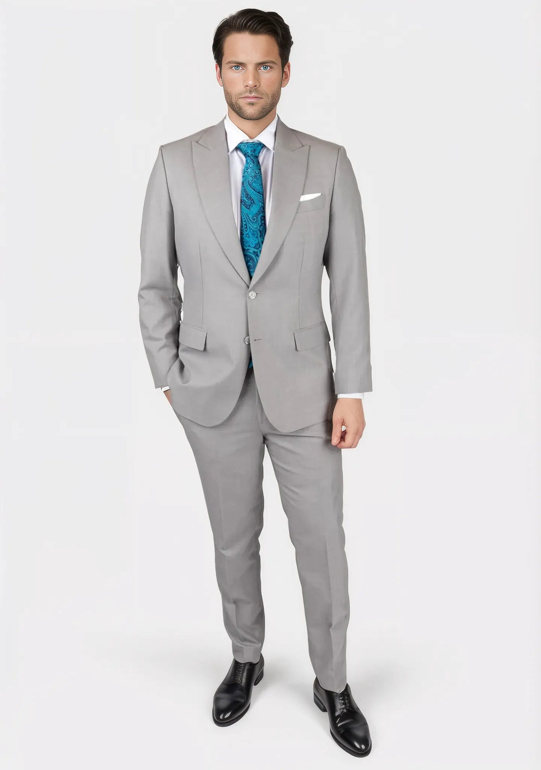 Thompson Harbor Grey Sharkskin Suit - SARTORO