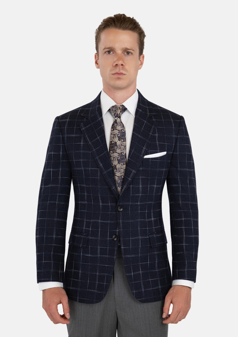 Navy Flannel Windowpane Jacket184