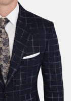 Thompson Navy Flannel Windowpane Jacket - SARTORO132
