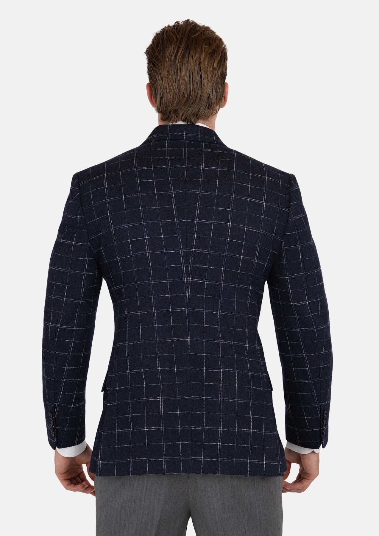 Thompson Navy Flannel Windowpane Jacket - SARTORO