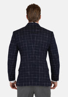 Thompson Navy Flannel Windowpane Jacket - SARTORO646