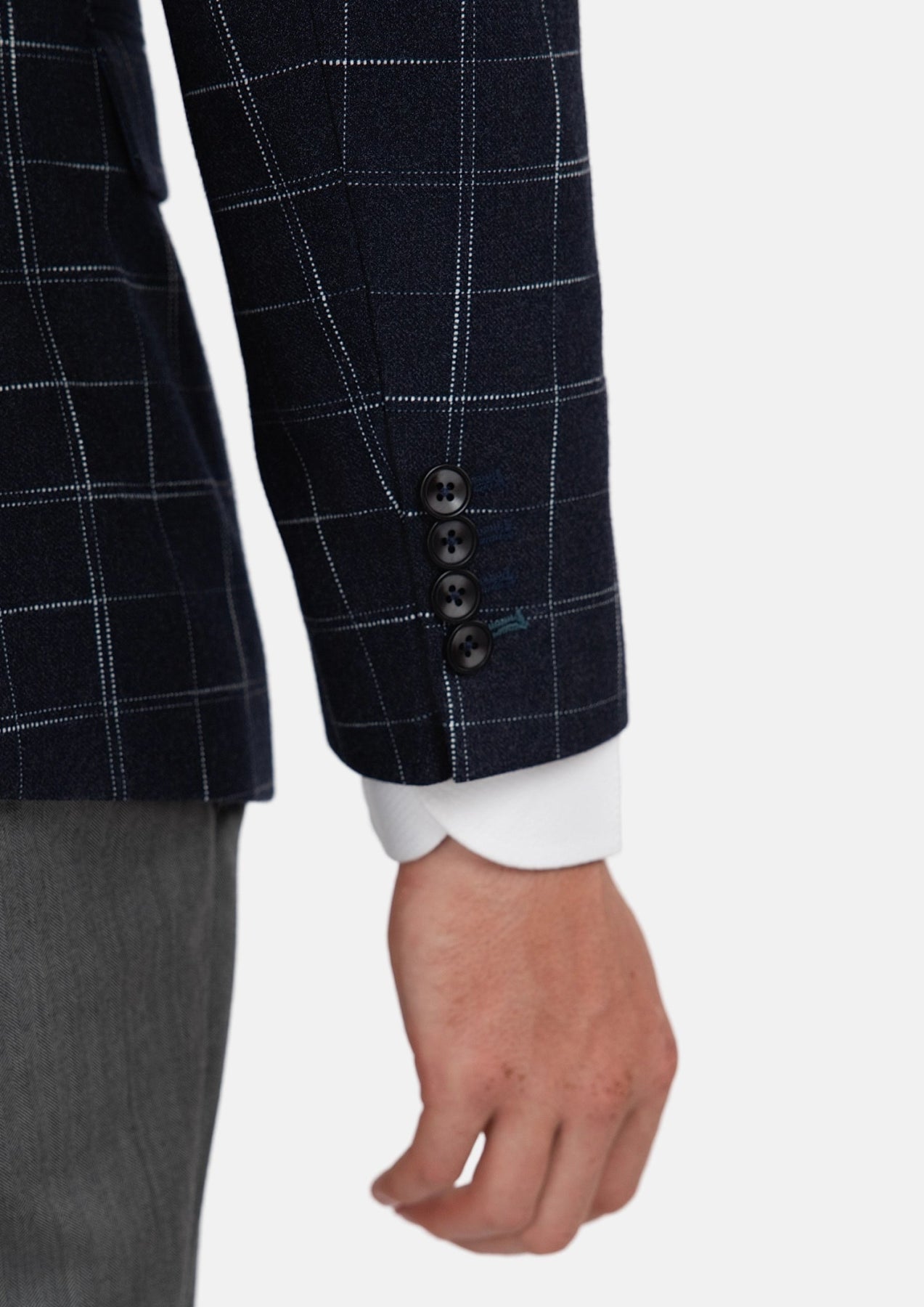 Thompson Navy Flannel Windowpane Jacket - SARTORO