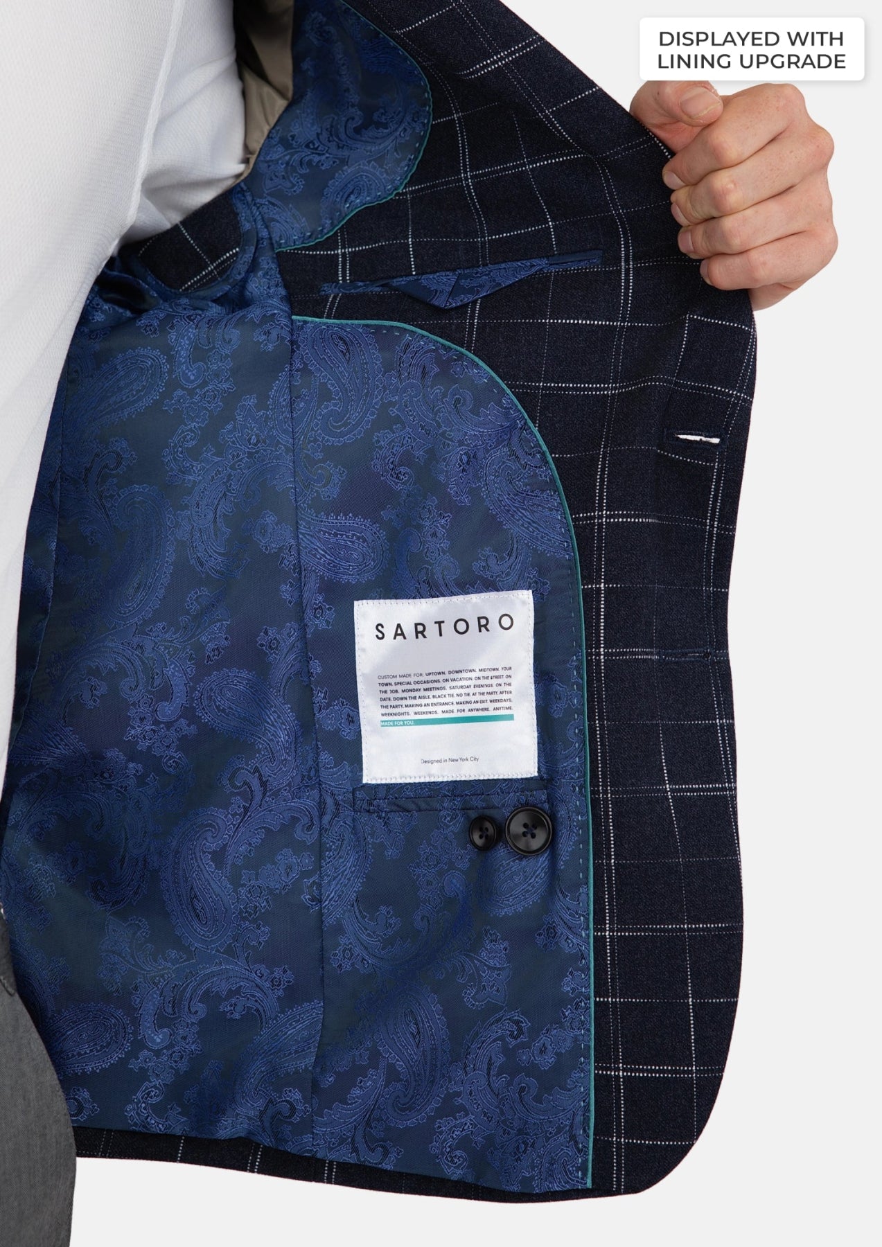 Thompson Navy Flannel Windowpane Jacket - SARTORO