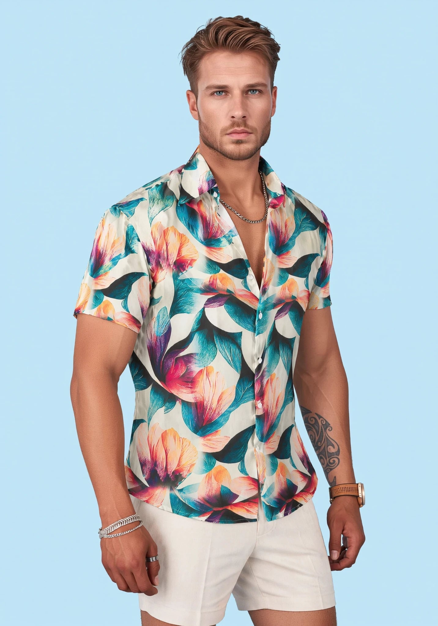 Tropic Lotus Silk Shirt - SARTORO679