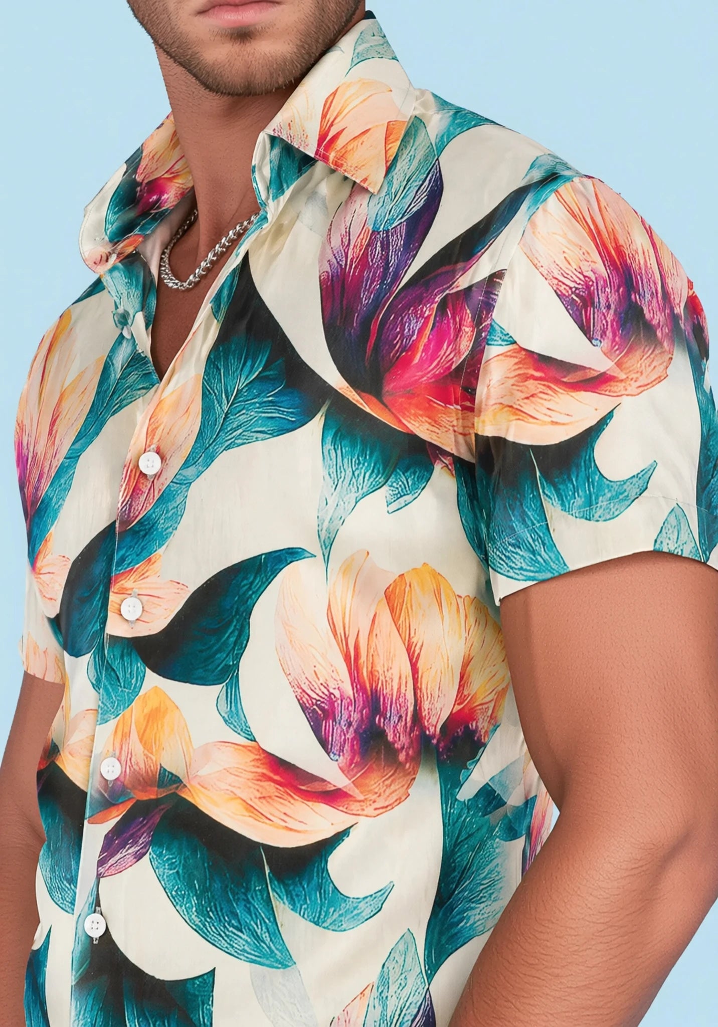 Tropic Lotus Silk Shirt - SARTORO239