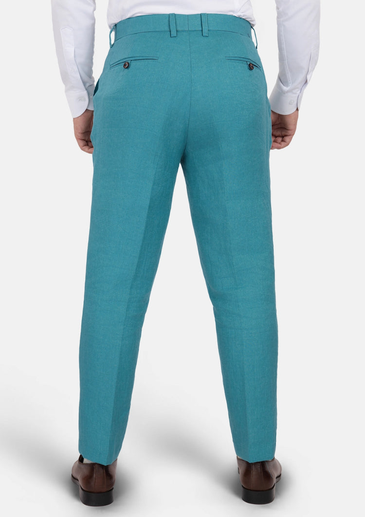 Turkish Blue Linen Pants - SARTORO128