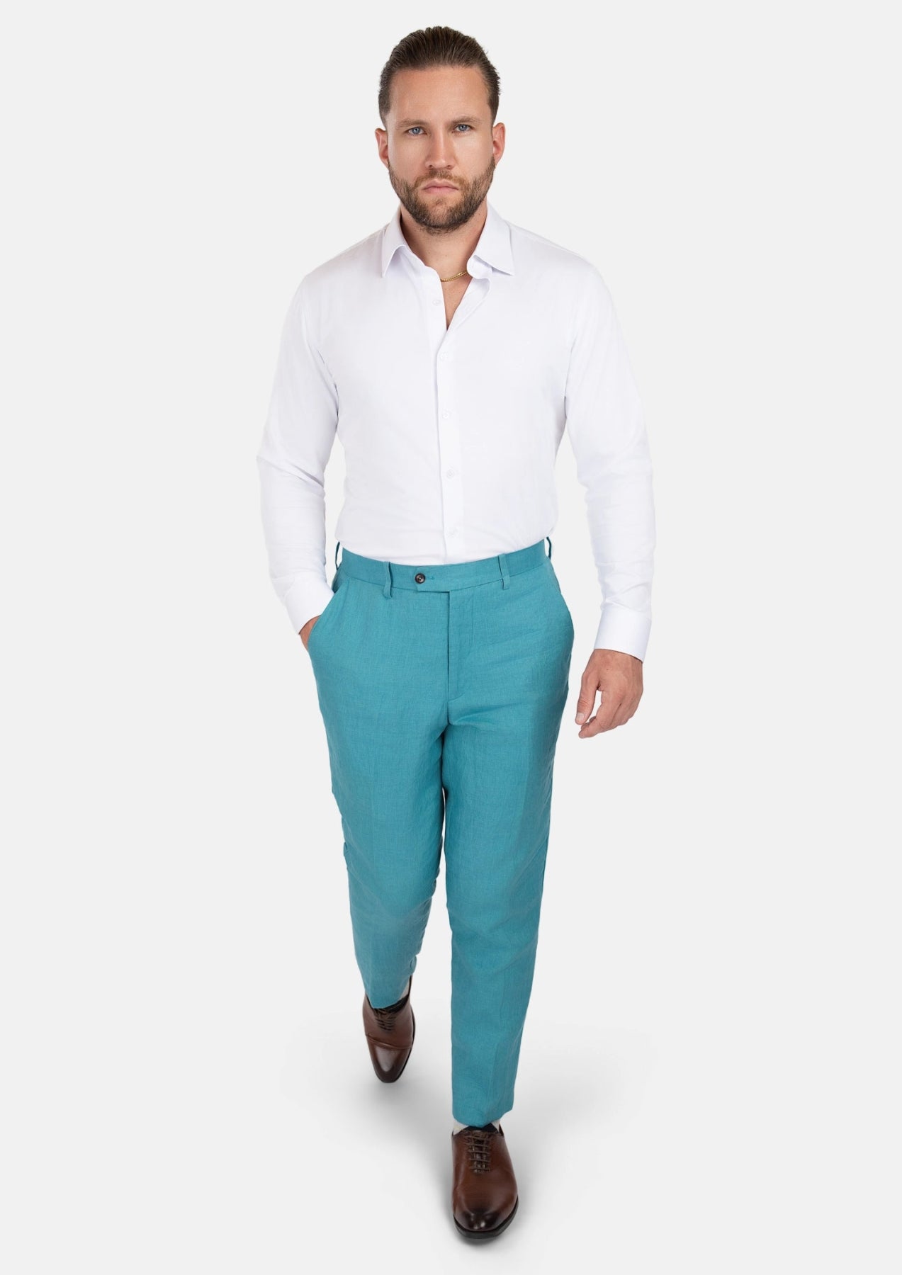 Turkish Blue Linen Pants - SARTORO