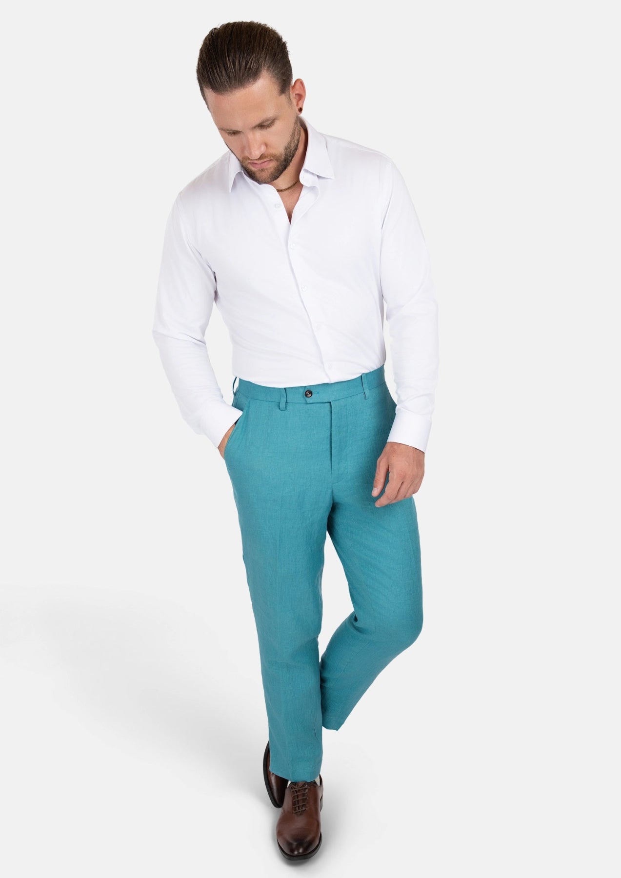 Turkish Blue Linen Pants - SARTORO