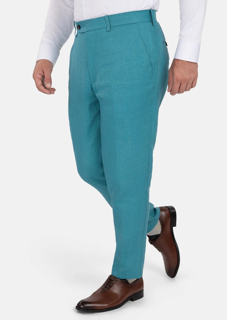 Turkish Blue Linen Pants - SARTORO511