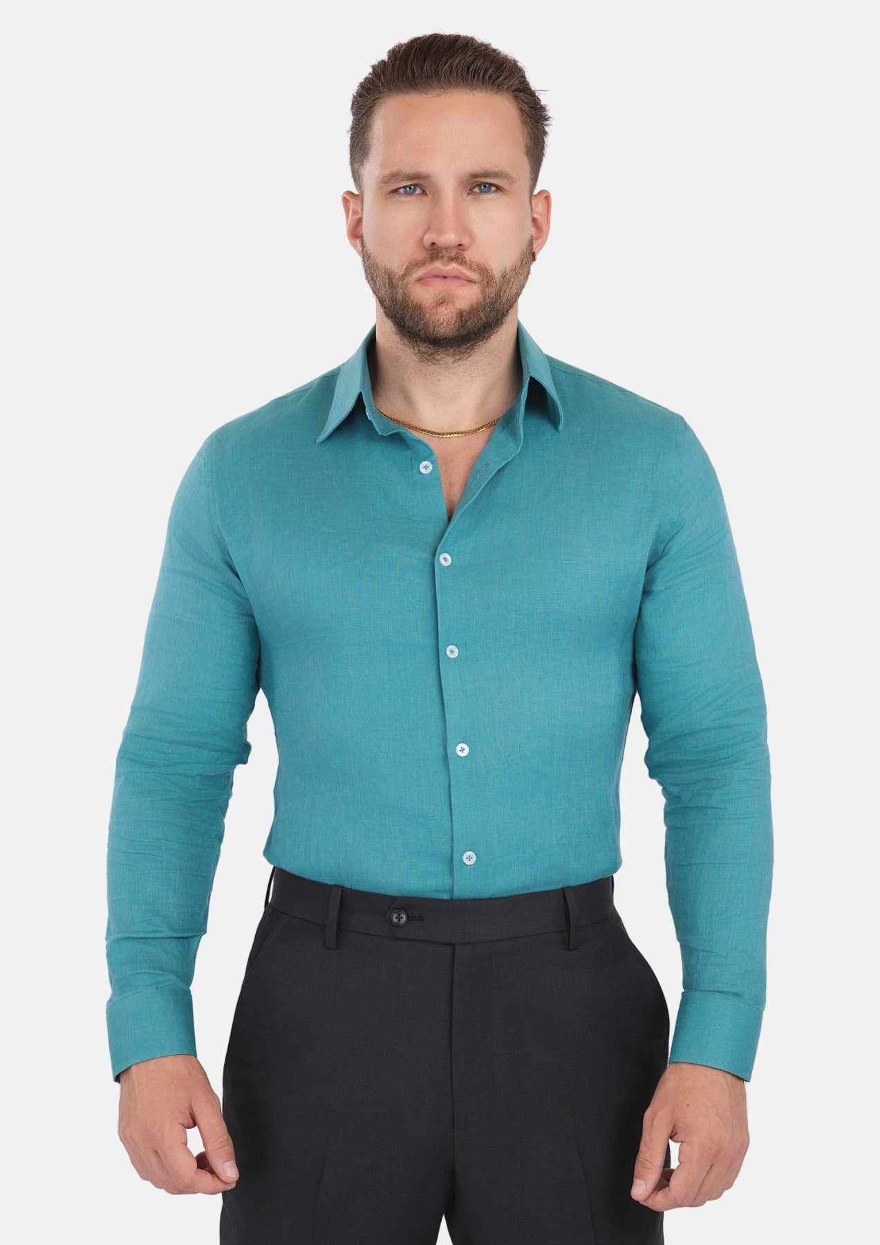 Turkish Blue Linen Shirt - SARTORO