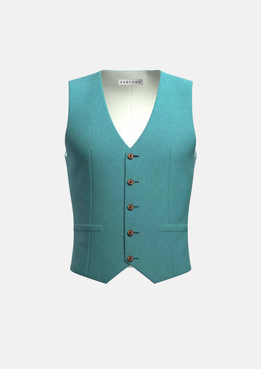 Turkish Blue Linen Vest - SARTORO