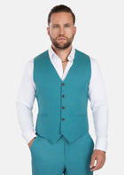 Turkish Blue Linen Vest - SARTORO785