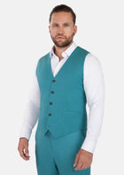 Turkish Blue Linen Vest - SARTORO779