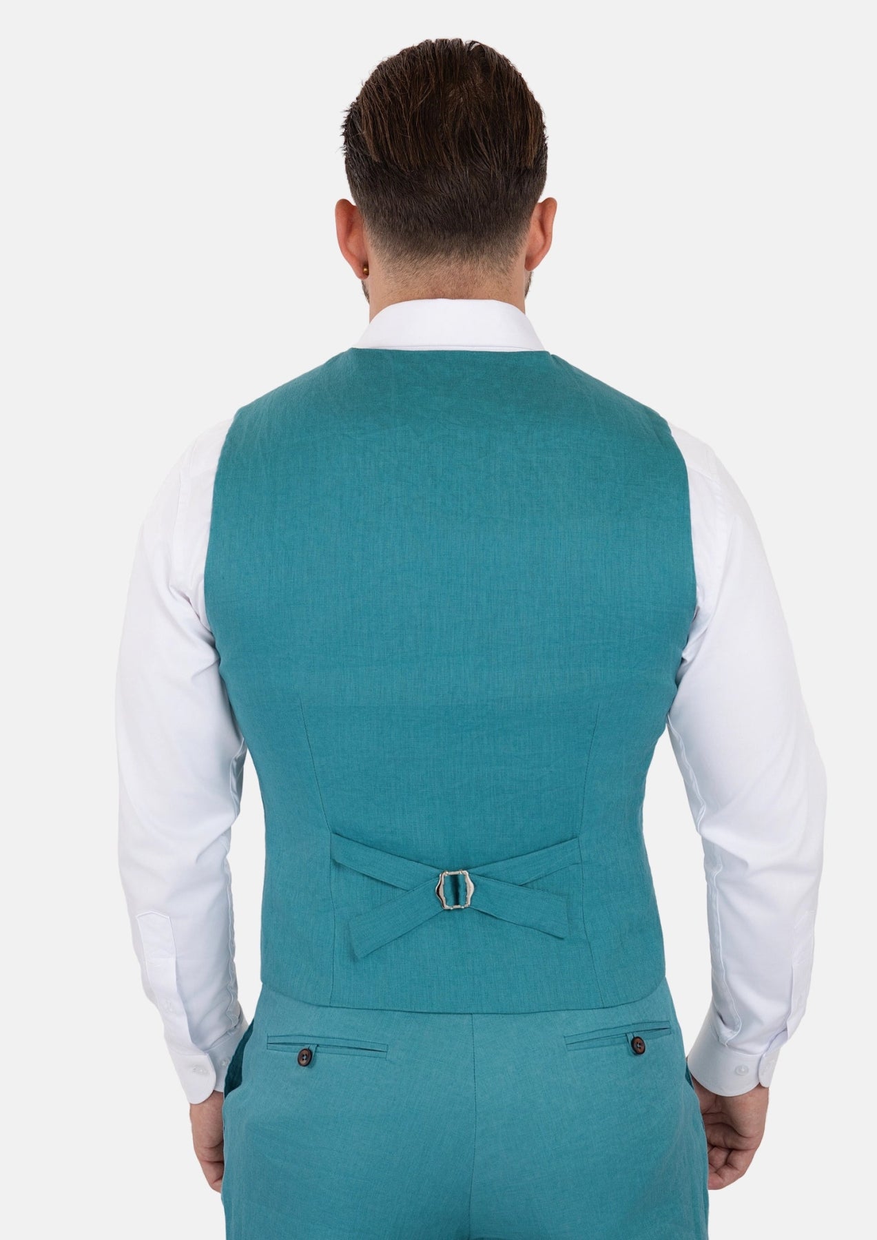 Turkish Blue Linen Vest - SARTORO
