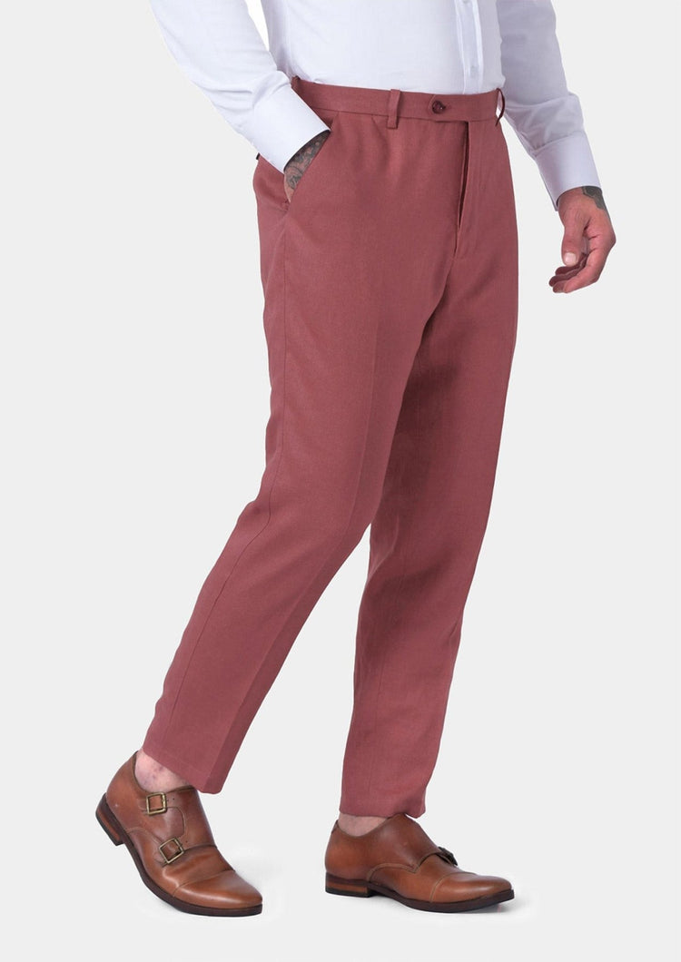 Tuscan Red Linen Pants - SARTORO600