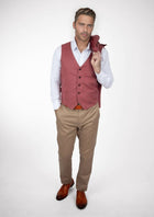 Tuscan Red Linen Vest - SARTORO921