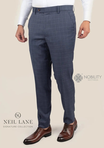 Twilight Blue Plaid Pants - SARTORO