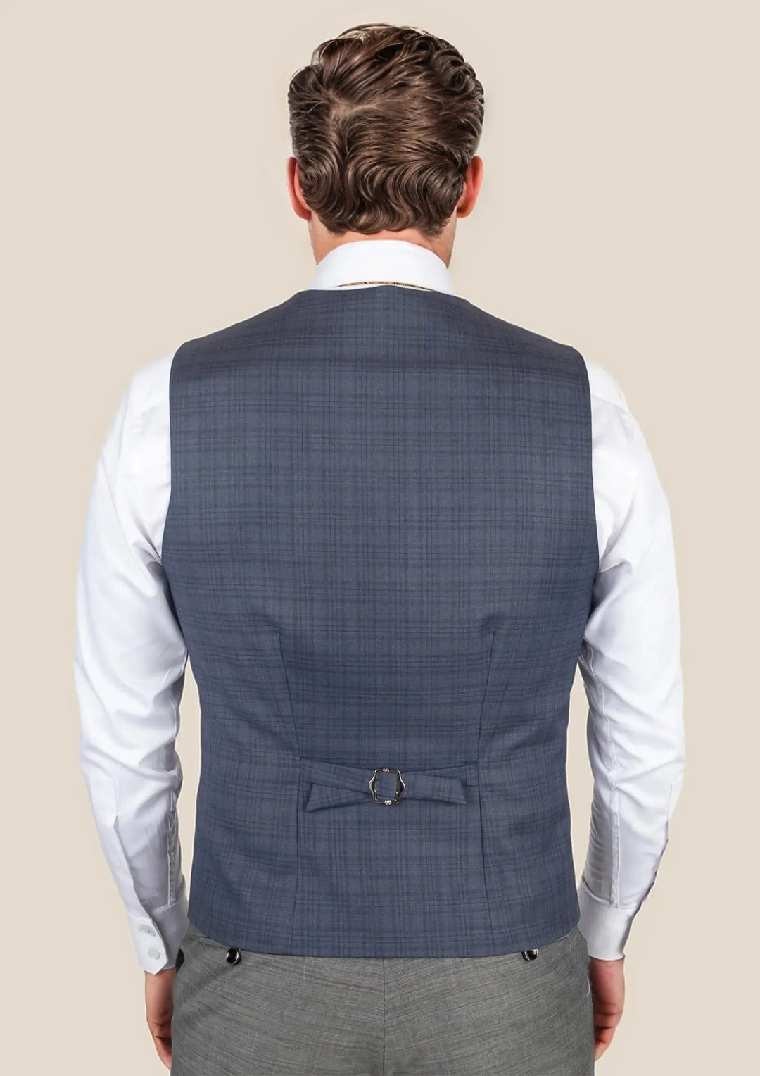 Twilight Blue Plaid Vest - SARTORO