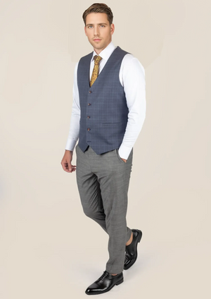 Twilight Blue Plaid Vest - SARTORO