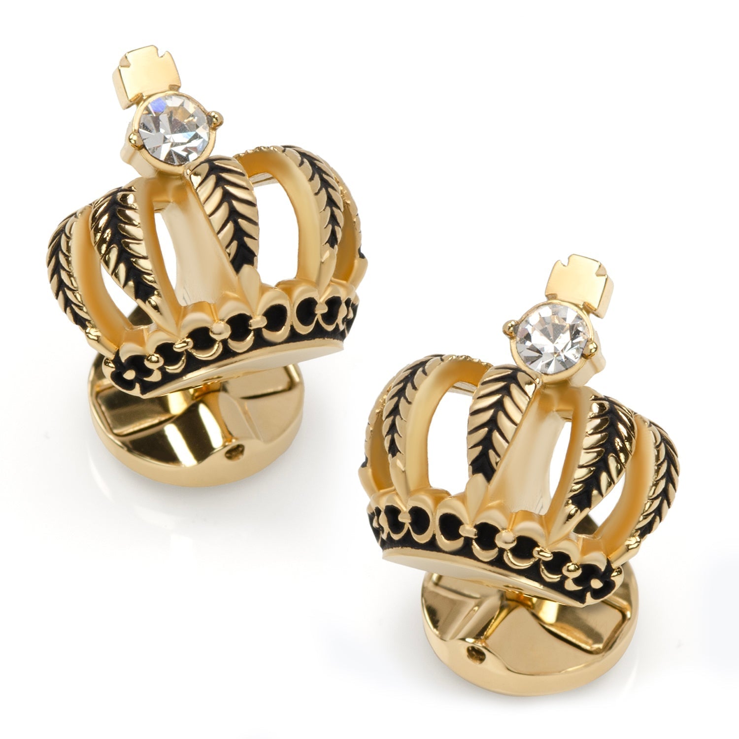 VDP 3D Crown Gold Crystal Stud Set - SARTORO753