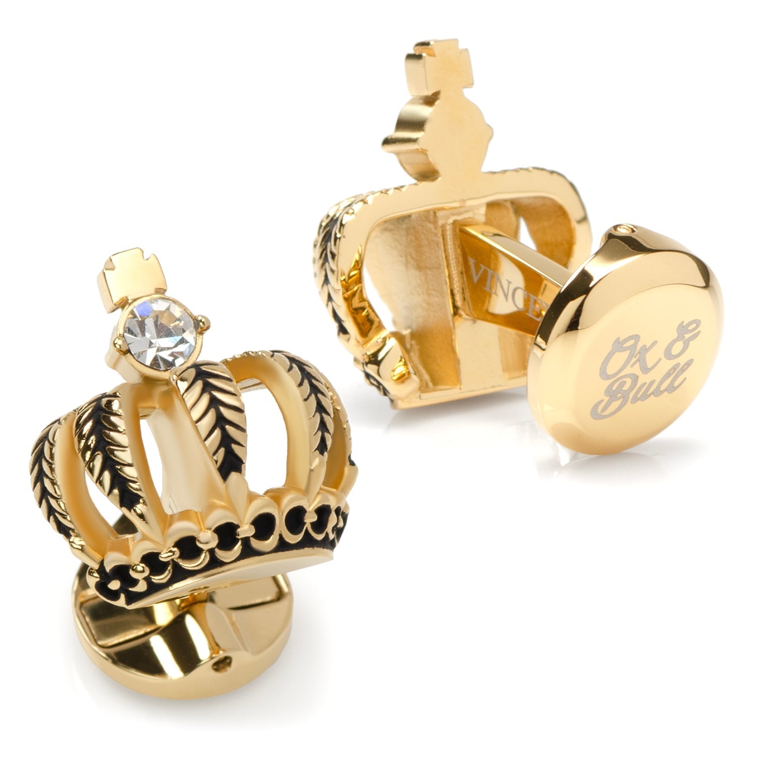 VDP 3D Crown Gold Crystal Stud Set - SARTORO39
