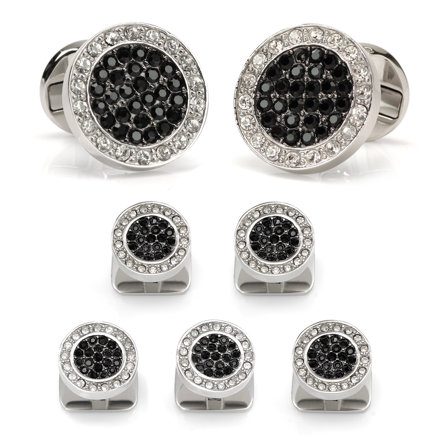 VDP White &amp;amp; Black Pave Crystals Stud Set615