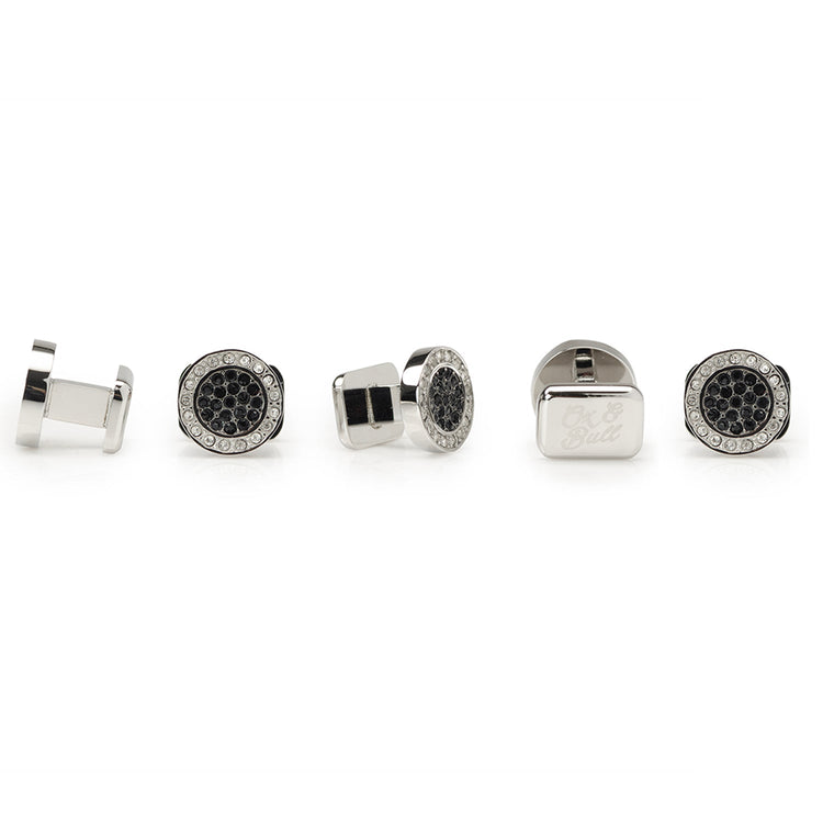 VDP White & Black Pave Crystals Stud Set - SARTORO49