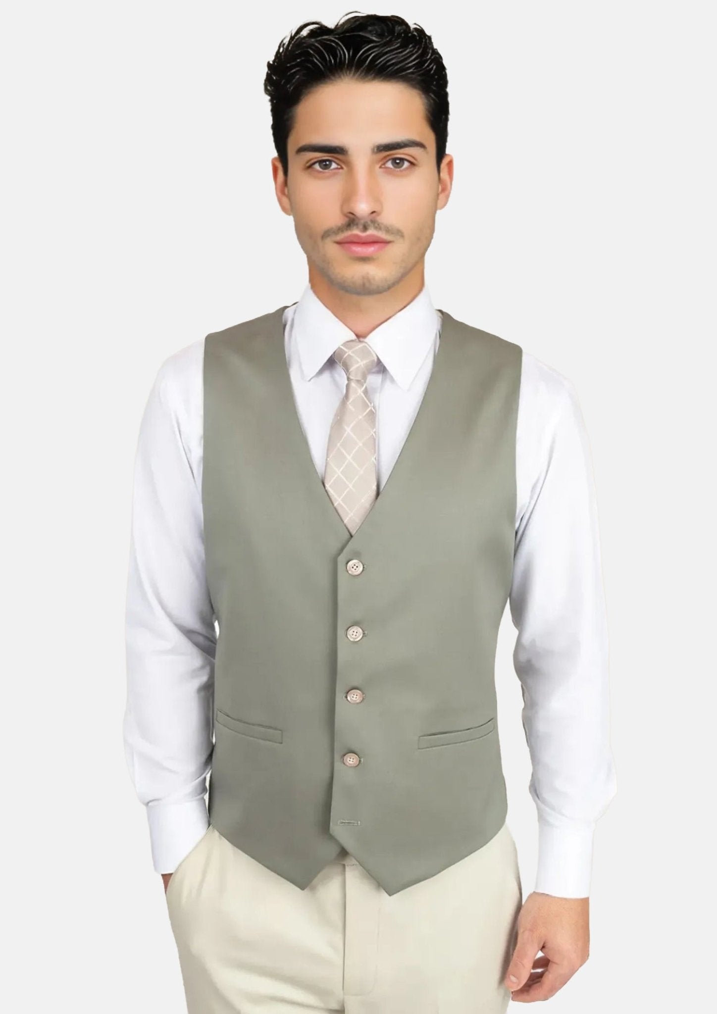 Verona Sage Twill Vest - SARTORO38