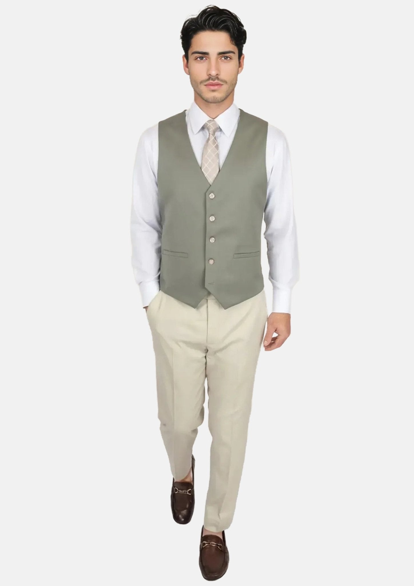 Verona Sage Twill Vest - SARTORO122