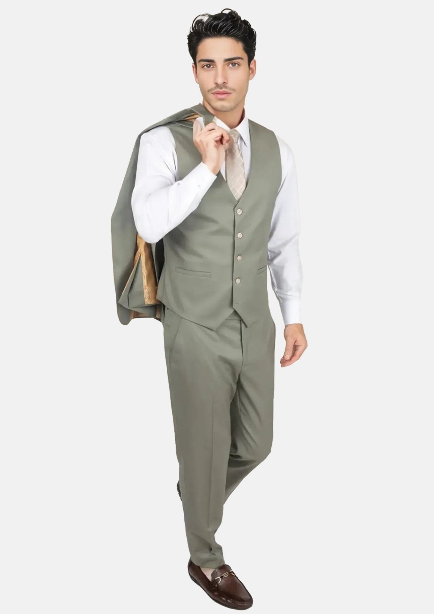 Verona Sage Twill Vest - SARTORO298
