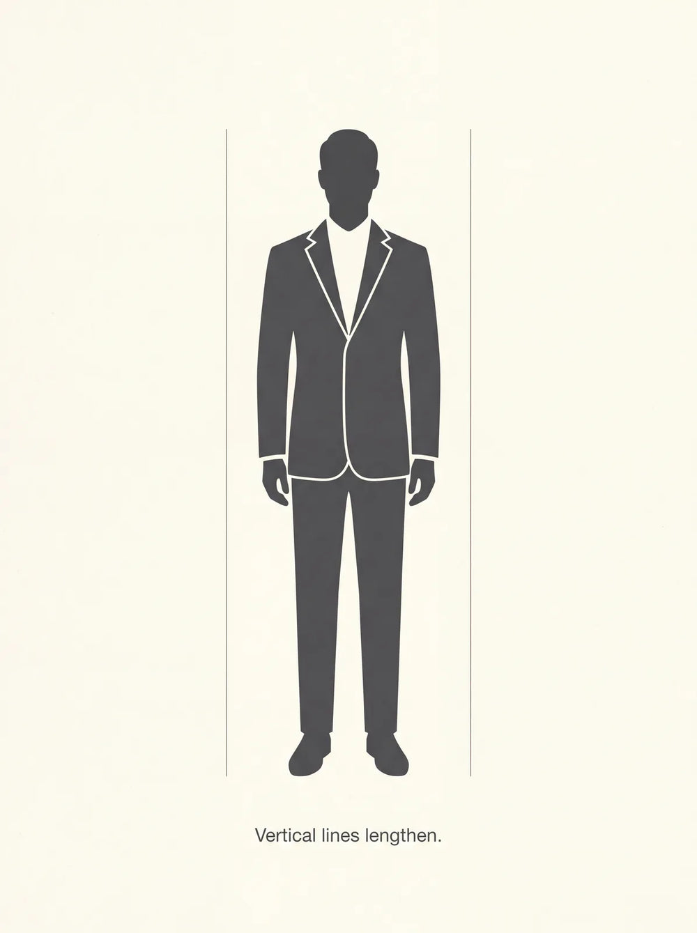 Vertical lines that lengthen the frame: a single-breasted jacket with a clean front
