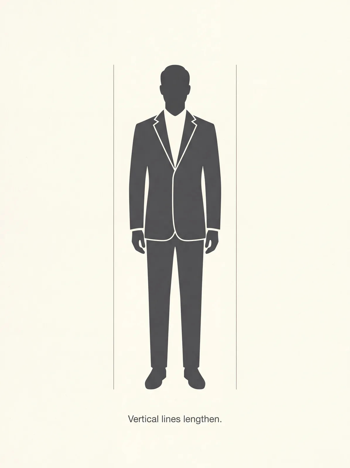 Vertical lines that lengthen the frame: a single-breasted jacket with a clean front