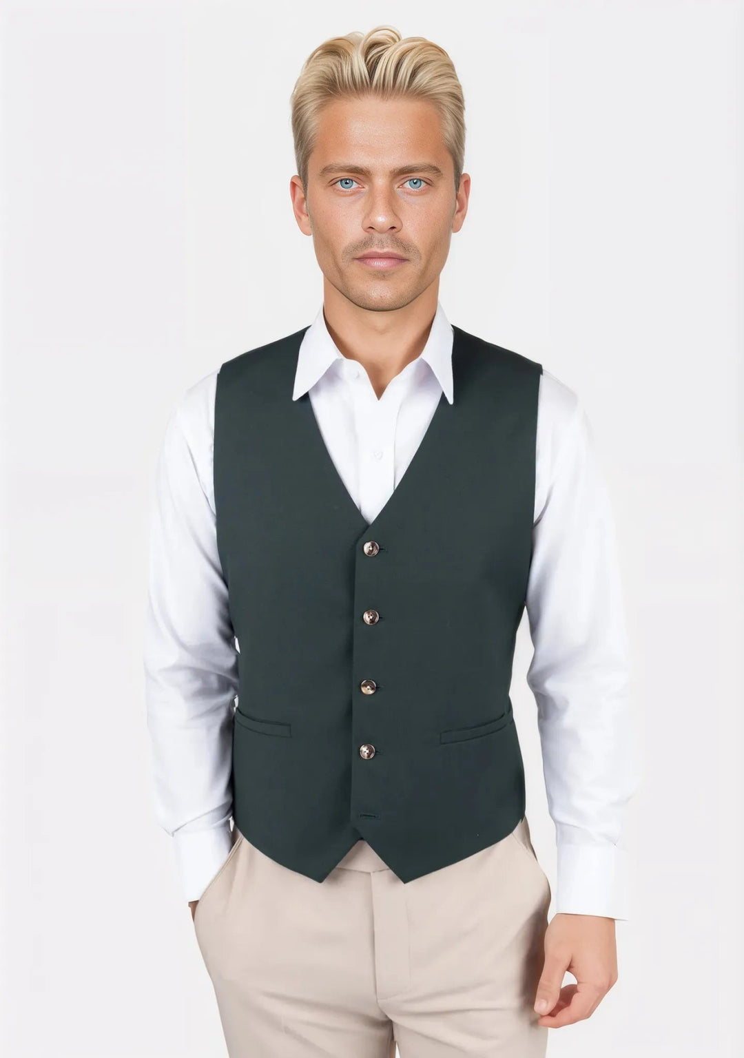 Vintage Green Twill Vest - SARTORO