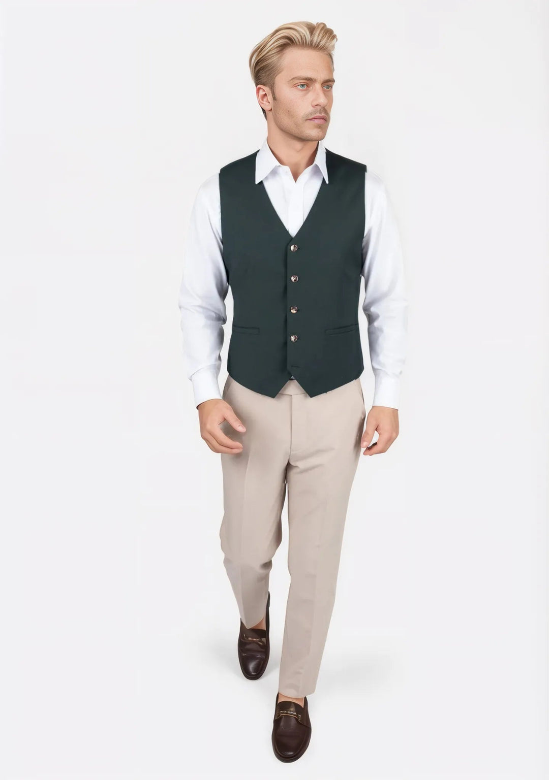 Vintage Green Twill Vest - SARTORO